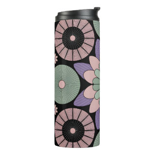 Retro Pastel Bloemige Mandala Symmetrie Thermosbeker