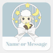Retro Pastel Blue Cute Cartoon Lamb Vierkante Sticker (Voorkant)