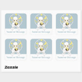 Retro Pastel Blue Cute Cartoon Lamb Vierkante Sticker (Vel)