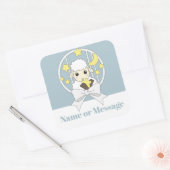 Retro Pastel Blue Cute Cartoon Lamb Vierkante Sticker (Envelop)