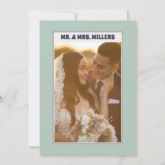 Retro Pastel Blue Groovy 70s Foto Bedankkaart (Voorkant)