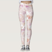 Retro Pastel Blush Pink Violet Mosaic Art Patroon Leggings (Voorkant)