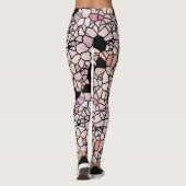 Retro Pastel Blush Pink Violet Mosaic Art Patroon Leggings (Achterkant)