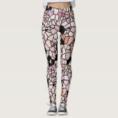 Retro Pastel Blush Pink Violet Mosaic Art Patroon Leggings (Voorkant)