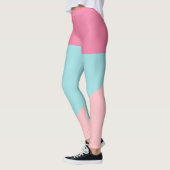 retro Pastel Blush roze Blauwgroen geel kleurenblo Leggings (Links)