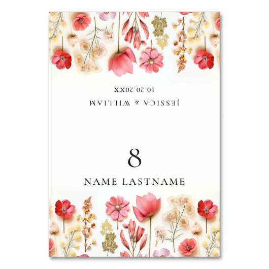 Retro Pastel Boho Wildflower Trouwplaats Kaart (Voorkant)