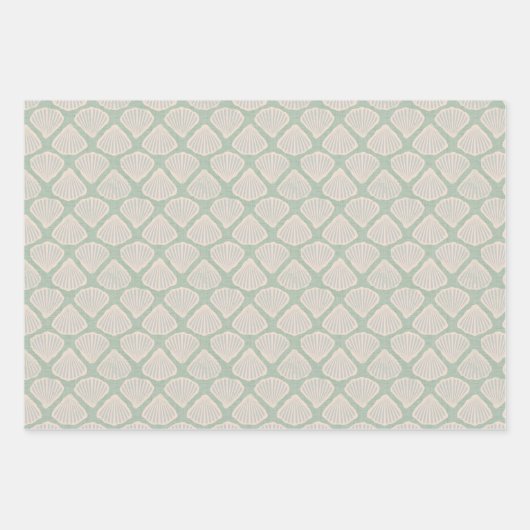 Retro pastel boho wrapping paper with sea shells (Voorkant)