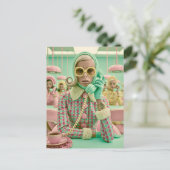Retro Pastel Callcenter Mode Briefkaart (Staand voorkant)