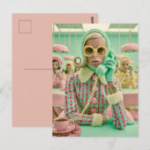 Retro Pastel Callcenter Mode Briefkaart (Voorkant / Achterkant)