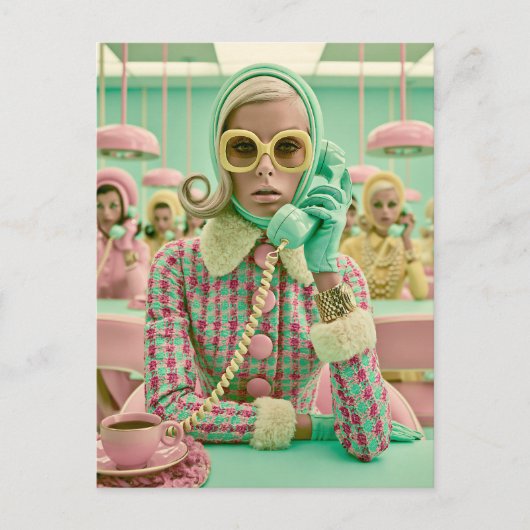 Retro Pastel Callcenter Mode Briefkaart (Voorkant)