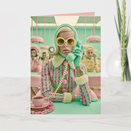 Retro Pastel Callcenter Mode Kaart (Voorkant)