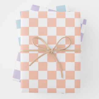 Retro Pastel Checkered Pattern Inpakpapier Vel