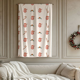 Retro Pastel Christmas Smile Emoticons Groovy 70th Fleece Deken