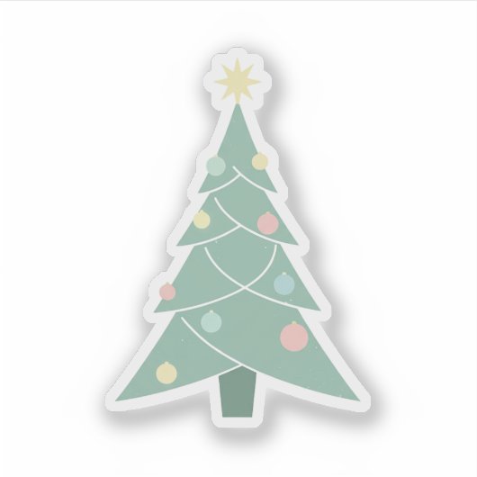 Retro Pastel Christmas Tree Mid-Century Modern  Sticker (Voorkant)