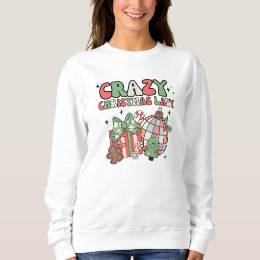 Retro Pastel Crazy Christmas Lady Trui (Voorkant)