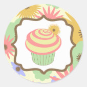 Retro Pastel Cupcake Verjaardag Sticker (Voorkant)
