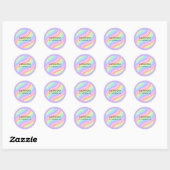 Retro Pastel Cute Rainbow 6th Birthday Ronde Sticker (Vel)