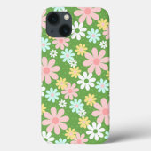 Retro Pastel Daisy Flowers met pokadots Case-Mate iPhone Case (Achterkant)