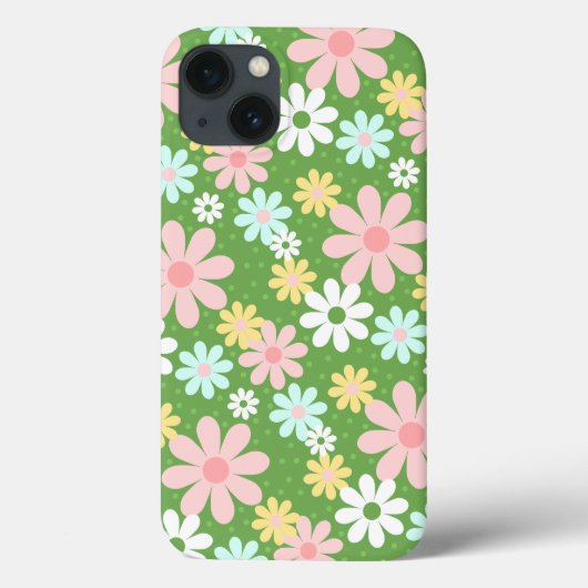 Retro Pastel Daisy Flowers met pokadots Case-Mate iPhone Case (Achterkant)