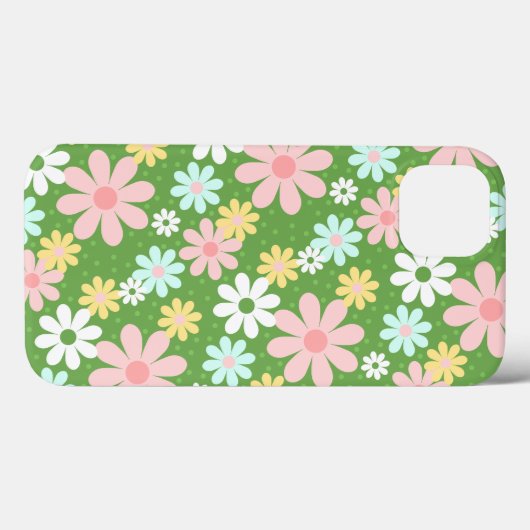 Retro Pastel Daisy Flowers met pokadots Case-Mate iPhone Case (Achterkant (horizontaal))