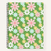 Retro Pastel Daisy Flowers met pokadots Notitieboek (Voorkant)