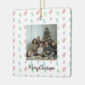 Retro Pastel Dennenboom Foto Kerst Ornament (Links)