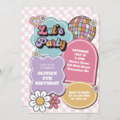 Retro pastel disco bal en madeliefje Verjaardag Kaart (Voorkant / Achterkant)