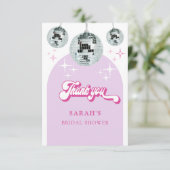 Retro Pastel Disco Groove Bruidsdouche Bedankkaart (Staand voorkant)