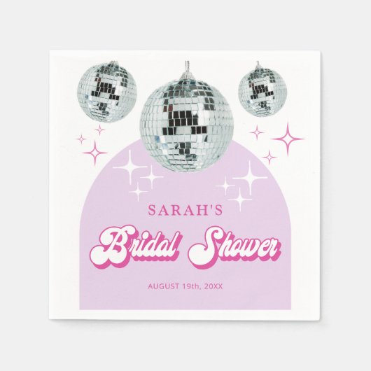 Retro Pastel Disco Groove Bruidsfeest Servet (Voorkant)