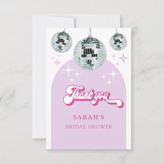 Retro Pastel Disco Groove Vrijgezellenfeest Bedankkaart (Voorkant)