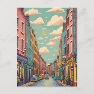retro pastel Dublin Ierland Briefkaart
