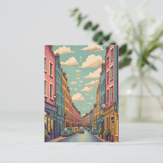  retro pastel Dublin Ierland Briefkaart (Staand voorkant)