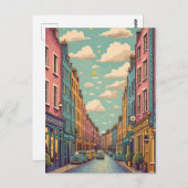  retro pastel Dublin Ierland Briefkaart (Voorkant / Achterkant)
