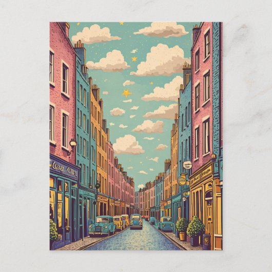 retro pastel Dublin Ierland Briefkaart (Voorkant)