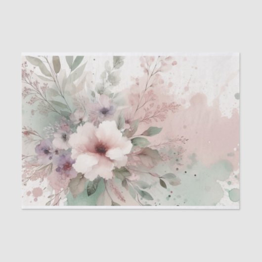 Retro Pastel Floral Chic Charm Decoupage Prints Tissuepapier (Voorkant)