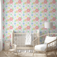 Retro Pastel Floral Kleurrijke Peel en Stick Wall