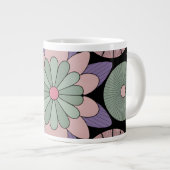 Retro Pastel Floral Mandala Symmetry Grote Koffiekop (Voorkant rechts)