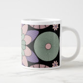 Retro Pastel Floral Mandala Symmetry Grote Koffiekop (Rechts)