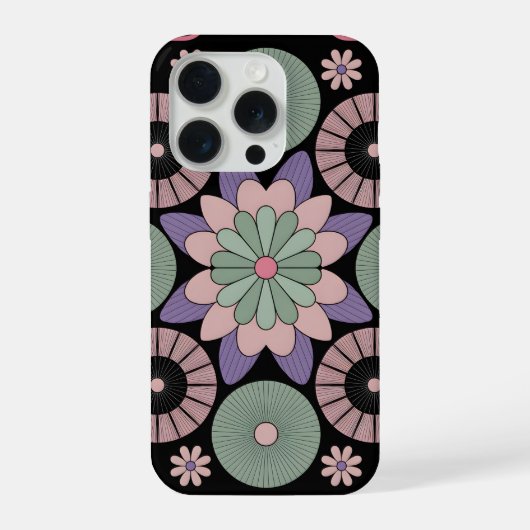 Retro Pastel Floral Mandala Symmetry iPhone Hoesje (Achterkant)