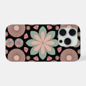 Retro Pastel Floral Mandala Symmetry iPhone Hoesje (Achterkant horizontaal)