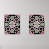 Retro Pastel Floral Mandala Symmetry Muurkunst Sets (Voorkant)