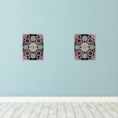 Retro Pastel Floral Mandala Symmetry Muurkunst Sets (Houten vloer)