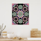 Retro Pastel Floral Mandala Symmetry Poster (Keuken)