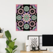 Retro Pastel Floral Mandala Symmetry Poster (Thuiskantoor)
