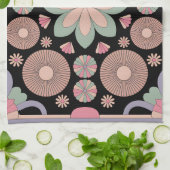 Retro Pastel Floral Mandala Symmetry Theedoek (Gevouwen)