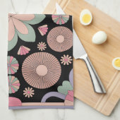 Retro Pastel Floral Mandala Symmetry Theedoek (Quarter Fold)