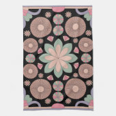 Retro Pastel Floral Mandala Symmetry Theedoek (Verticaal)