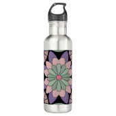 Retro Pastel Floral Mandala Symmetry Waterfles (Voorkant)