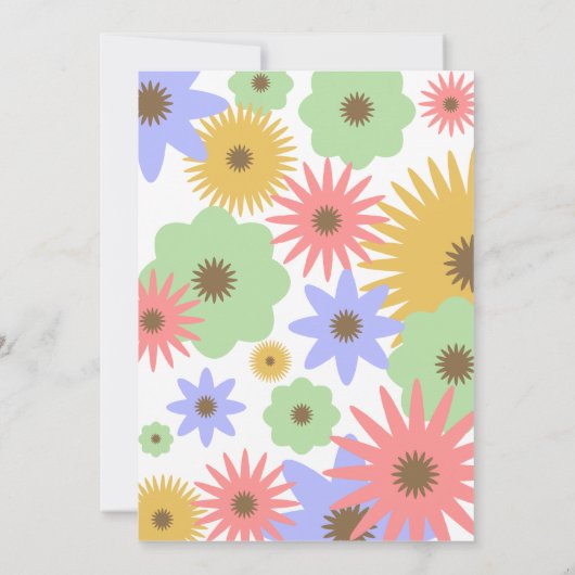 Retro Pastel Flowers Birthday Party Invitation Kaart (Achterkant)