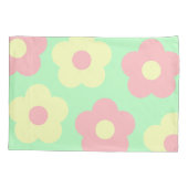 Retro Pastel Geel Roze Schattige Bloemen Kussensloop (Achterkant-Links)